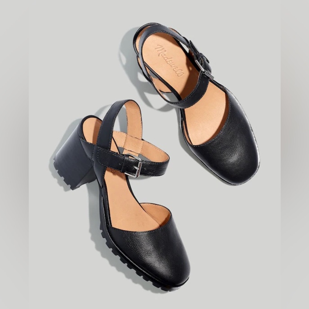 NEW Madewell Ankle Strap Lugsole Mary Jane Heels in True Black, Size 8.5